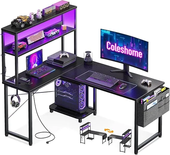 Coleshome Escritorio Gaming L LED